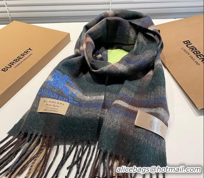 Promotional Burberry Cashmere Scarf 32x180cm 0104 Green/Multicolor 2023