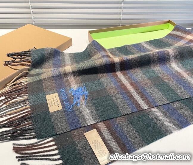 Promotional Burberry Cashmere Scarf 32x180cm 0104 Green/Multicolor 2023