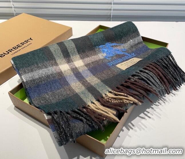 Promotional Burberry Cashmere Scarf 32x180cm 0104 Green/Multicolor 2023