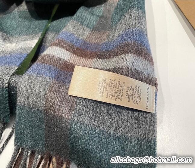 Promotional Burberry Cashmere Scarf 32x180cm 0104 Green/Multicolor 2023