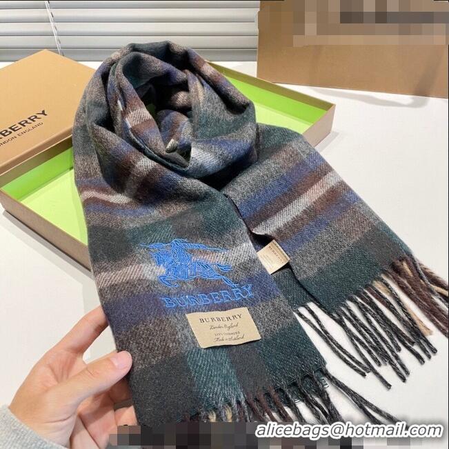 Promotional Burberry Cashmere Scarf 32x180cm 0104 Green/Multicolor 2023