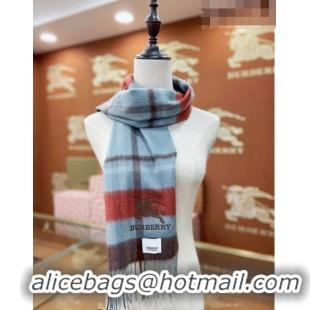 Buy Fashionable Burberry Cashmere Check Long Scarf 30x180cm 0215 Blue 2023