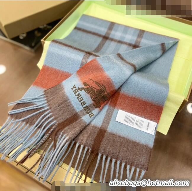 Buy Fashionable Burberry Cashmere Check Long Scarf 30x180cm 0215 Blue 2023