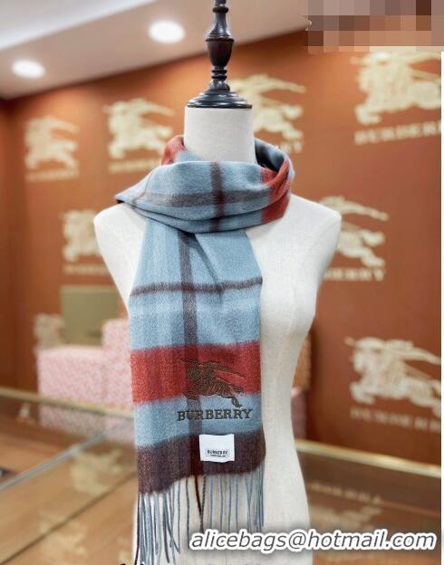 Buy Fashionable Burberry Cashmere Check Long Scarf 30x180cm 0215 Blue 2023