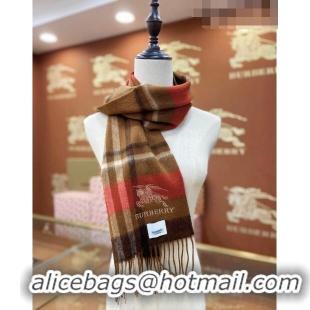 Good Looking Burberry Cashmere Check Long Scarf 30x180cm 0215 Brown 2023