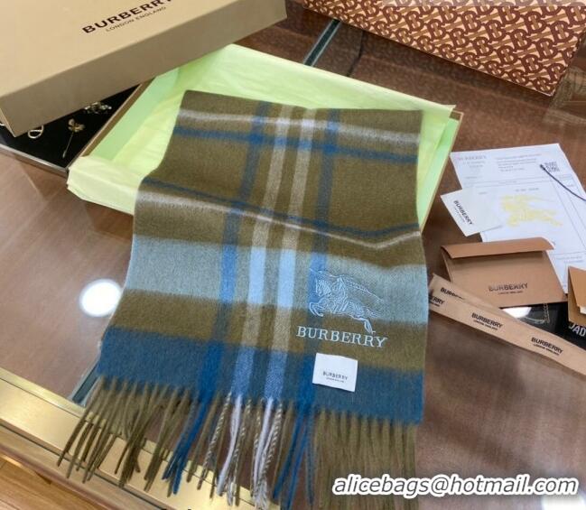 Low Cost Burberry Cashmere Check Long Scarf 30x180cm 0215 Green 2023