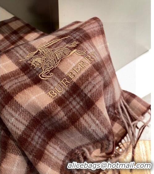 Famous Brand Burberry Cashmere Scarf 32x192cm 0513 Brown 2023