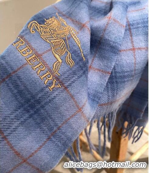 Low Price Burberry Cashmere Scarf 32x192cm 0513 Blue 2023