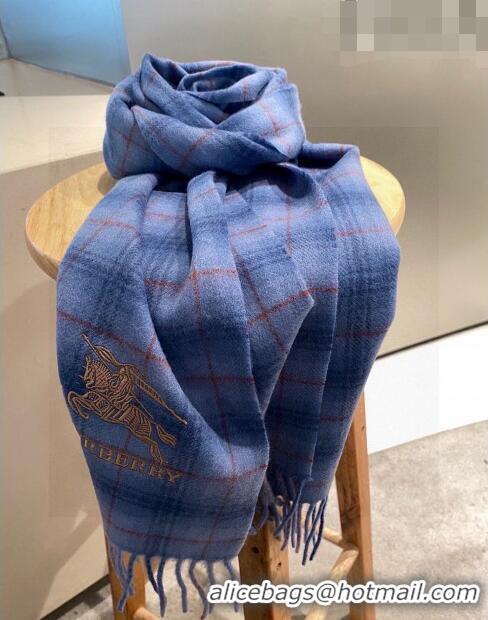 Low Price Burberry Cashmere Scarf 32x192cm 0513 Blue 2023