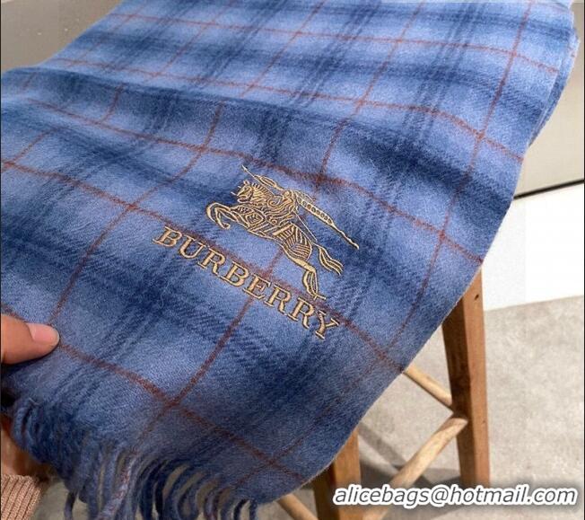 Low Price Burberry Cashmere Scarf 32x192cm 0513 Blue 2023