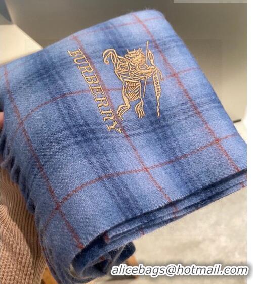 Low Price Burberry Cashmere Scarf 32x192cm 0513 Blue 2023