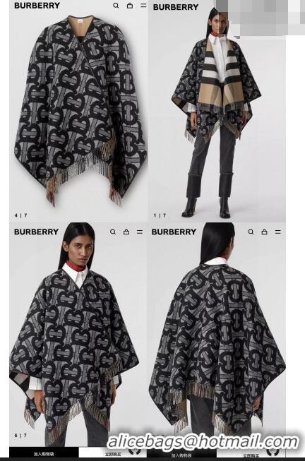 Well Crafted Burberry Monogram Wool Cashmere Jacquard Cape B8802 2023