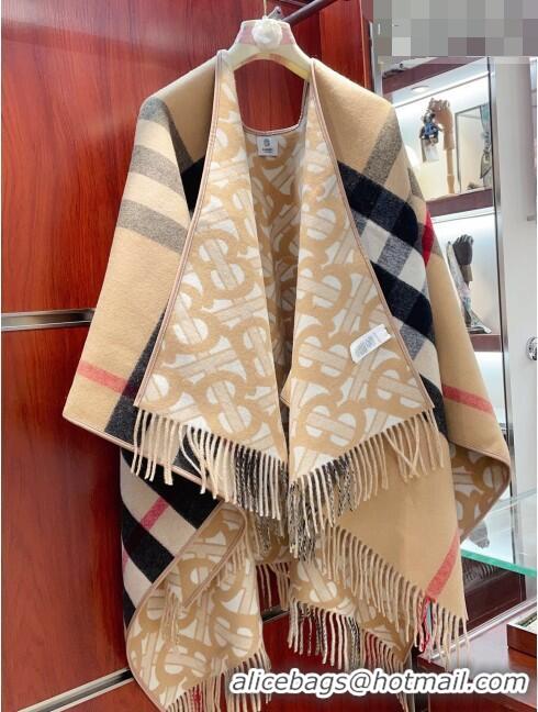 Shop Fashion Burberry Monogram Wool Cashmere Jacquard Cape B8803 2023