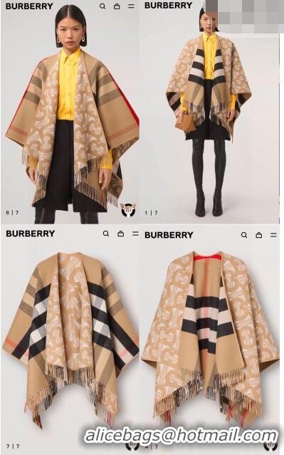 Shop Fashion Burberry Monogram Wool Cashmere Jacquard Cape B8803 2023