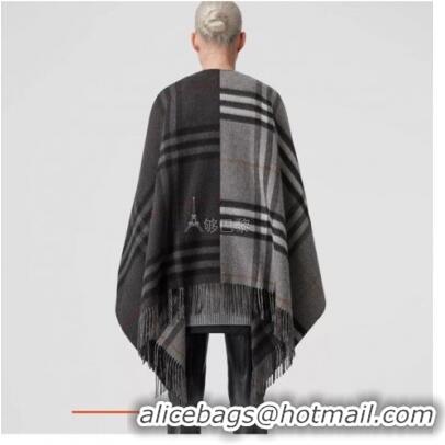 Hot Sell Cheap Burberry Contrast Check Wool Cashmere Cape B8804 Grey 2023