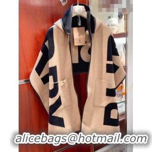 Top Quality Burberry Logo Wool Cotton Jacquard Hooded Cape B8807 2023