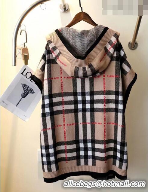 Luxurious Discount Burberry Check Wool Cashmere Blend Hooded Cape B8808 2023