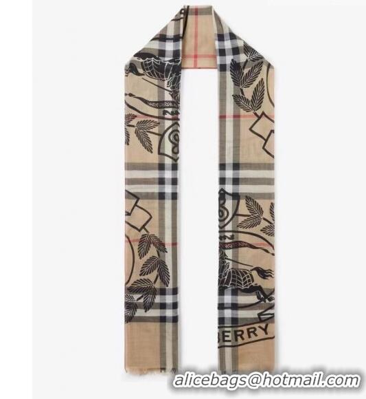 Luxury Cheap Burberry Check Wool Long Scarf 220x70cm B8812 2023