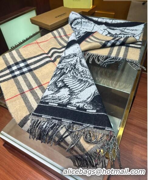 Top Grade Burberry Check Wool Reversible Long Scarf 210x50cm B8813 2023