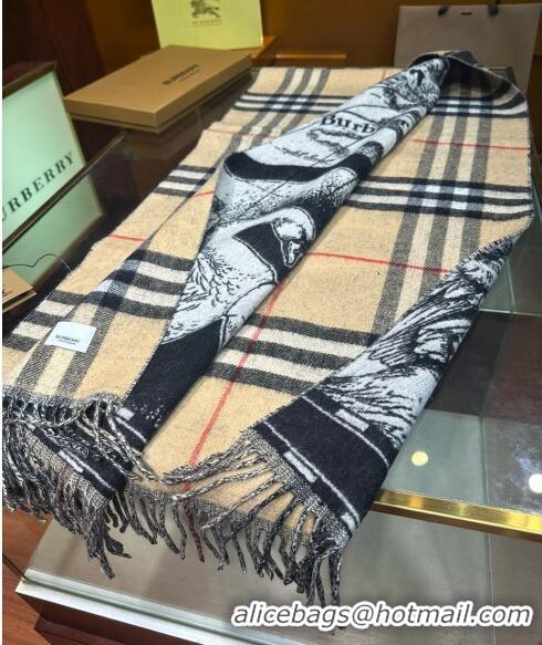 Top Grade Burberry Check Wool Reversible Long Scarf 210x50cm B8813 2023