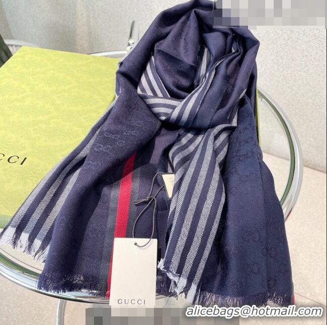 Low Cost Gucci GG Cashmere Long Scarf 70x200cm 1108 Blue 2022