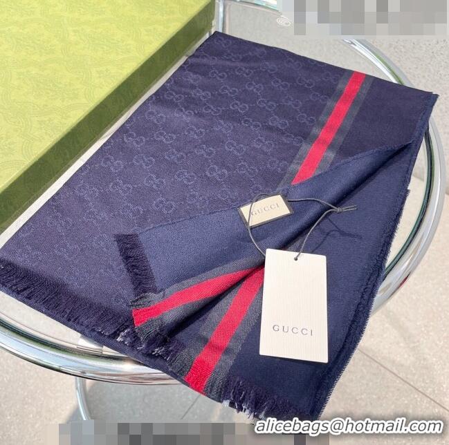 Low Cost Gucci GG Cashmere Long Scarf 70x200cm 1108 Blue 2022