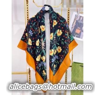 Top Grade Gucci Flora Print Cashmere and Silk Shawl Scarf 140cm G8145 Brown 2022