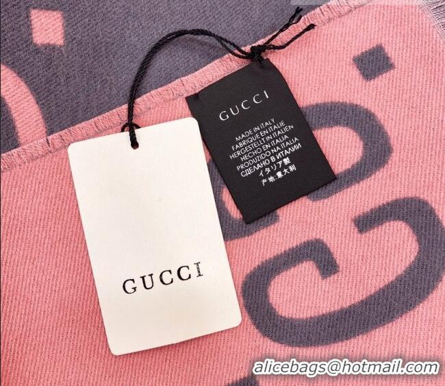 Luxury Cheap Gucci GG Wool Long Scarf 37x192cm 112234 Grey/Pink 2022