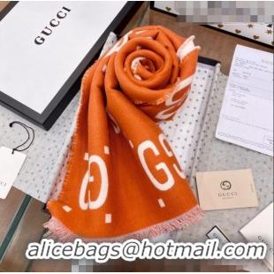 Cheapest Gucci GG Wool Long Scarf 37x192cm 112234 Orange/White 2022