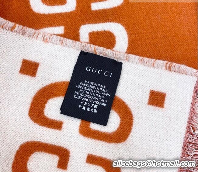 Cheapest Gucci GG Wool Long Scarf 37x192cm 112234 Orange/White 2022