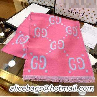 Buy Cheap Gucci GG Wool Long Scarf 37x192cm 112234 Pink/Blue 2022