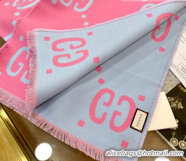 Buy Cheap Gucci GG Wool Long Scarf 37x192cm 112234 Pink/Blue 2022