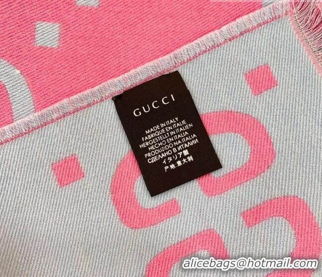 Buy Cheap Gucci GG Wool Long Scarf 37x192cm 112234 Pink/Blue 2022