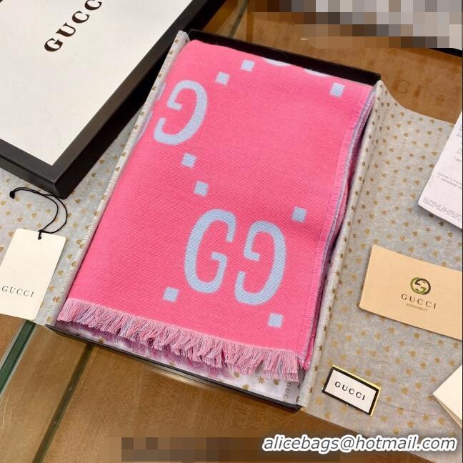 Buy Cheap Gucci GG Wool Long Scarf 37x192cm 112234 Pink/Blue 2022