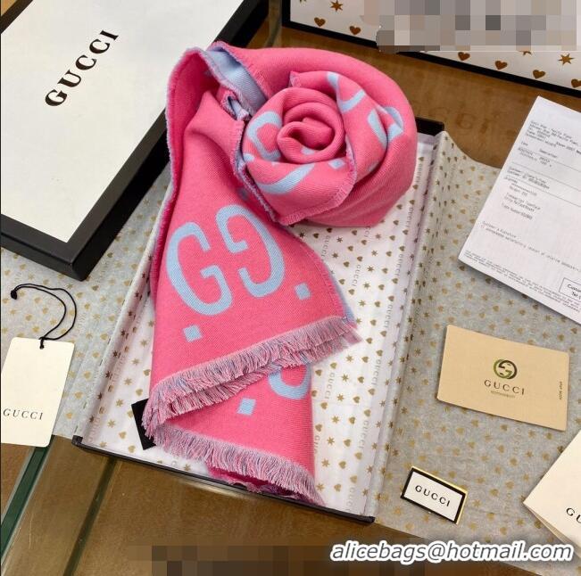 Buy Cheap Gucci GG Wool Long Scarf 37x192cm 112234 Pink/Blue 2022