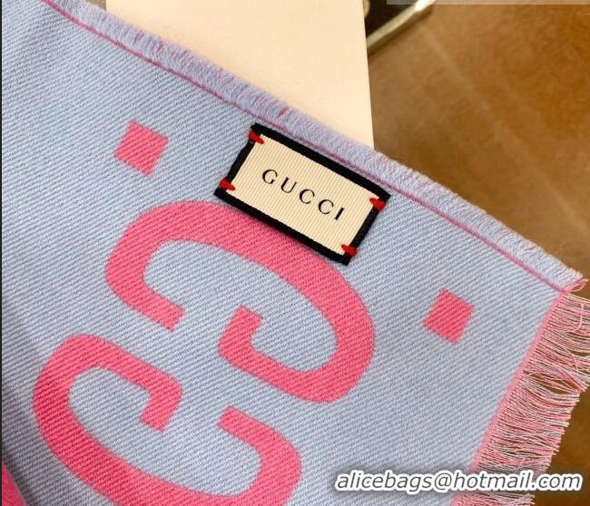 Buy Cheap Gucci GG Wool Long Scarf 37x192cm 112234 Pink/Blue 2022