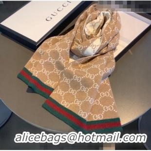 Well Crafted Gucci GG Knit Cashmere Long Scarf 32x180cm G2324 Brown 2022