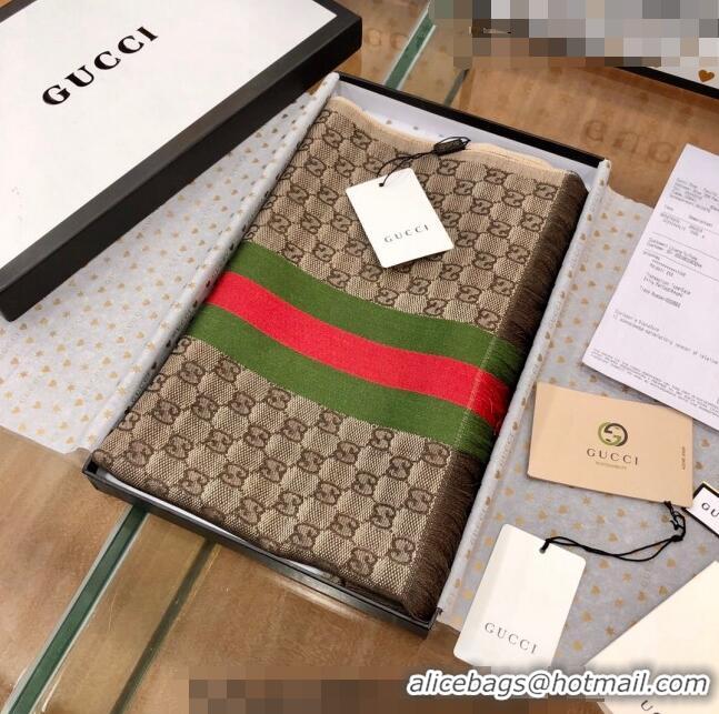 Super Quality Gucci Men's GG Wool Long Scarf with Web 36x180cm G2324 Brown 2023