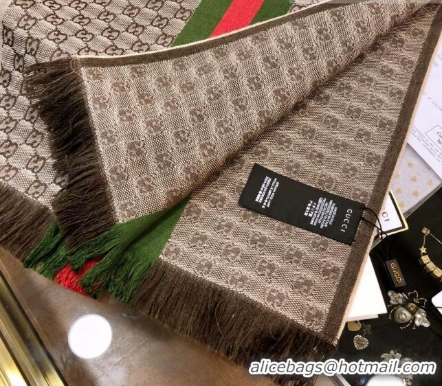 Super Quality Gucci Men's GG Wool Long Scarf with Web 36x180cm G2324 Brown 2023