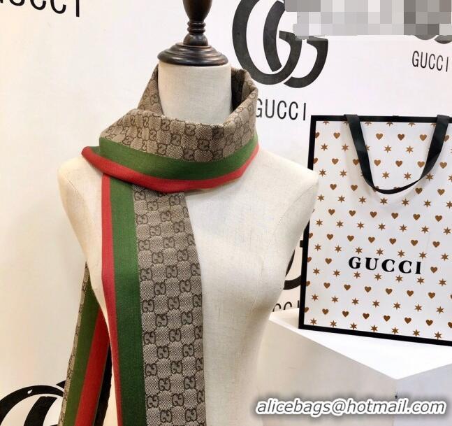 Super Quality Gucci Men's GG Wool Long Scarf with Web 36x180cm G2324 Brown 2023