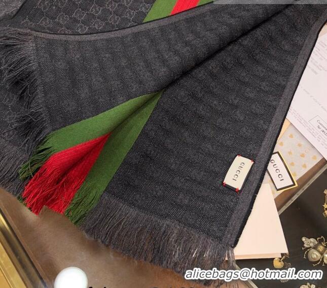 Top Quality Gucci Men's GG Wool Long Scarf with Web 36x180cm G2324 Black 2023