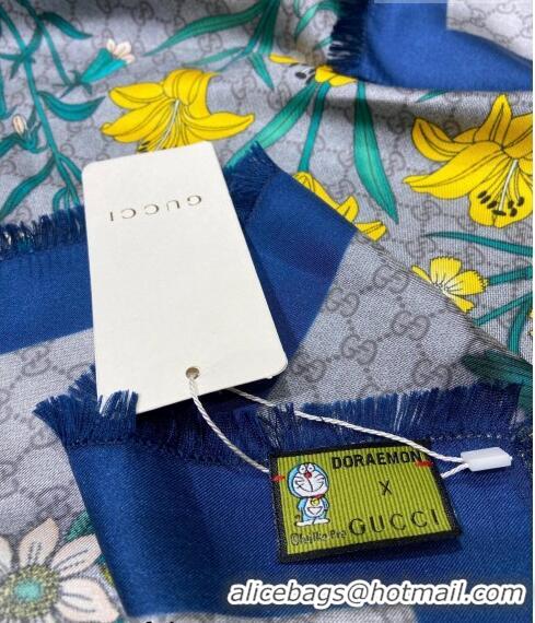 Trendy Design Gucci GG Flora Silk Square Scarf 90x90cm 0309 Grey 2023