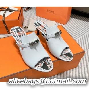 Grade Quality Hermes Goatskin Heel Slide Sandals 7cm with Kelly Buckle White 0531024