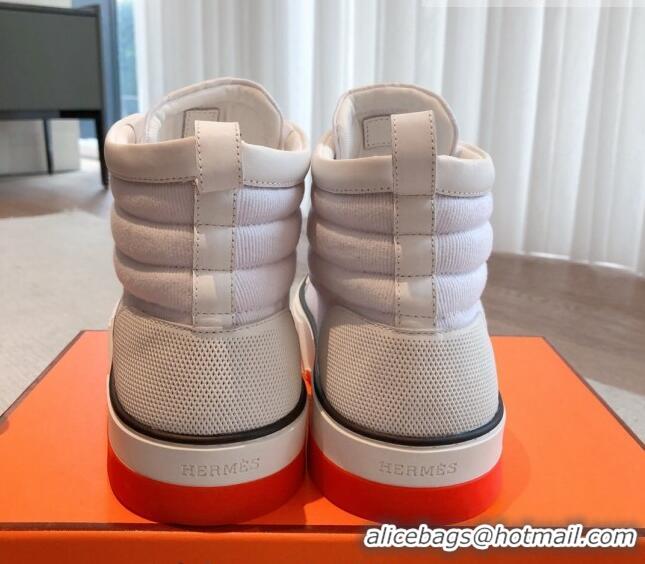 Super Quality Hermes Gad High Top Sneakers in Denim and Calfskin White 0620125