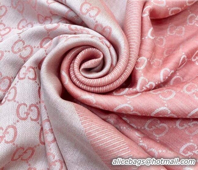 Shop Inexpensive Gucci GG Wool Silk Square Scarf 140cm 0309 Pink 2023