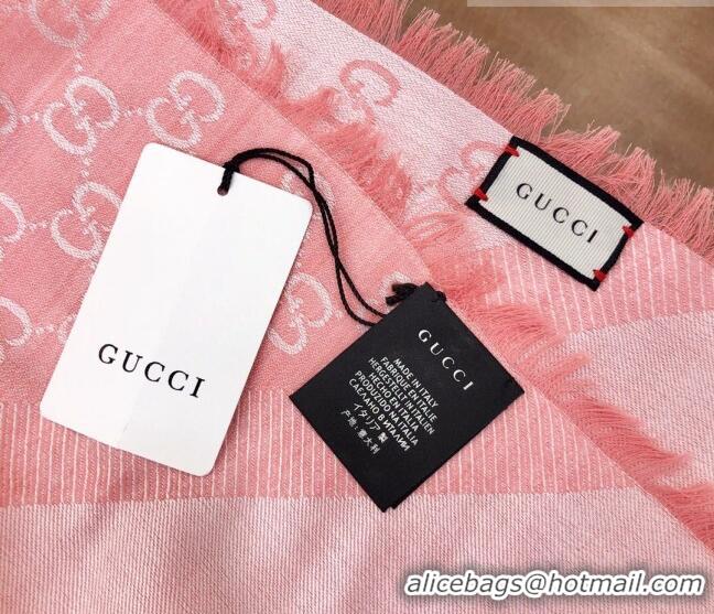 Shop Inexpensive Gucci GG Wool Silk Square Scarf 140cm 0309 Pink 2023