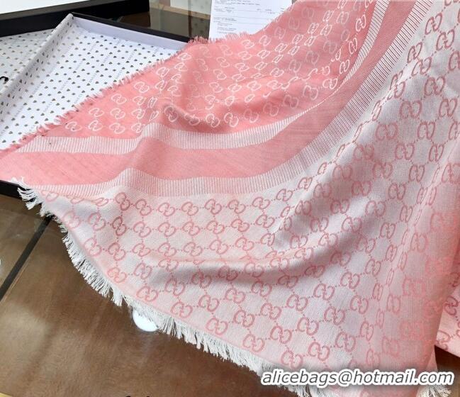 Shop Inexpensive Gucci GG Wool Silk Square Scarf 140cm 0309 Pink 2023