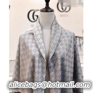 Good Taste Gucci GG Wool Silk Square Scarf 140cm 0309 Grey 2023