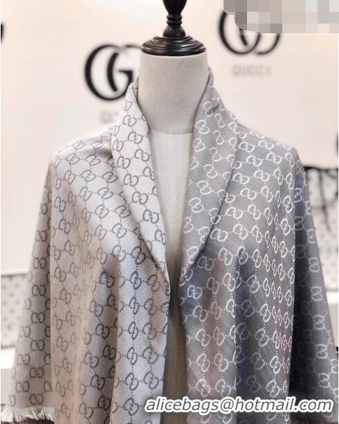 Good Taste Gucci GG Wool Silk Square Scarf 140cm 0309 Grey 2023