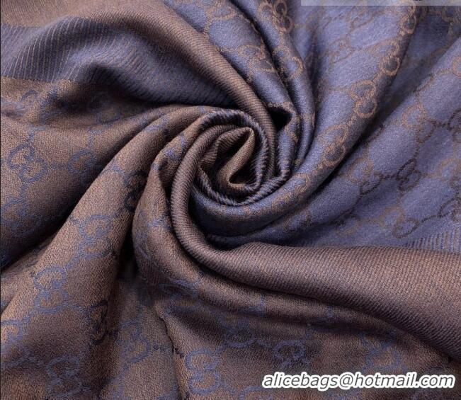 Famous Brand Gucci GG Wool Silk Square Scarf 140cm 0309 Purple/Brown 2023